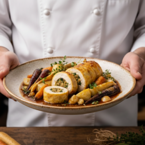 Atelier Ballotines de volailles farcies Artisanales Farce Terre Mer : Boeuf Gambas, sauce langoustine Atelier culinaire Var Séminaire Mariage